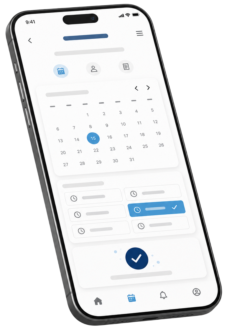 Klinomi online randevu sistemi telefon ekranı önizlemesi